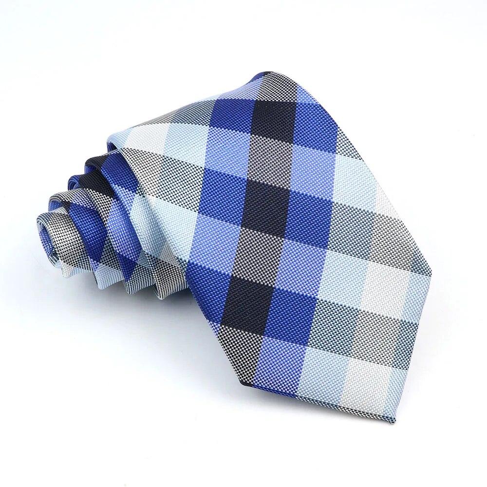 Krawat męski krawat w kratę zielony fioletowy niebieski krawat ślubny biznesowy kołnierzyk dla pana młodego akcesoria prezent