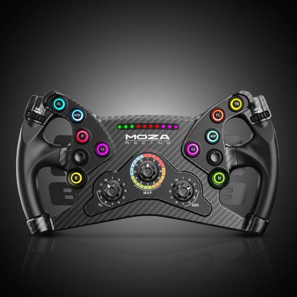 MOZA Racing KS Steering Wheel for GT and Formula Racing with 10 Customizable LEDs and RGB Quick R047 Games, Buttons, Built-in Release,