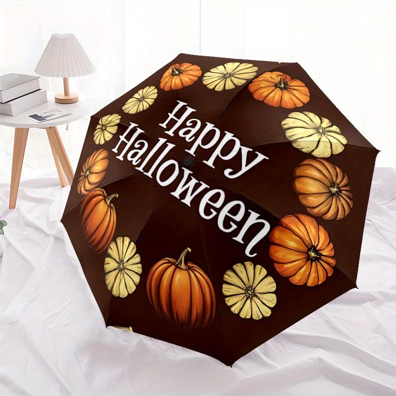 1pc Pumpkin Halloween Automatic Umbrella High Quality Canopy, Portable Folding Umbrella with, Ideal Gift for - Travel, Everyday, Formal Events, Stylis