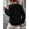 Women's Autumn and Winter Solid Color V-neck Loose Long Sleeved T-shirt Top