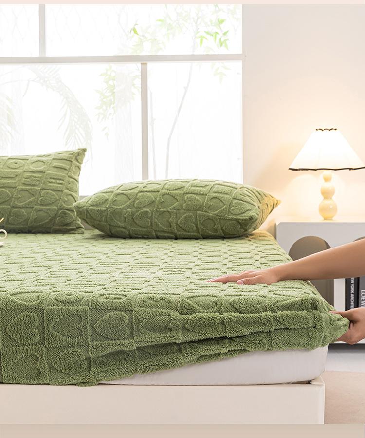 2024 New Class A Solid Color Tafu Fleece Mattress Winter Thickened Warm Milk Fleece All-inclusive Mattress Dust Cover