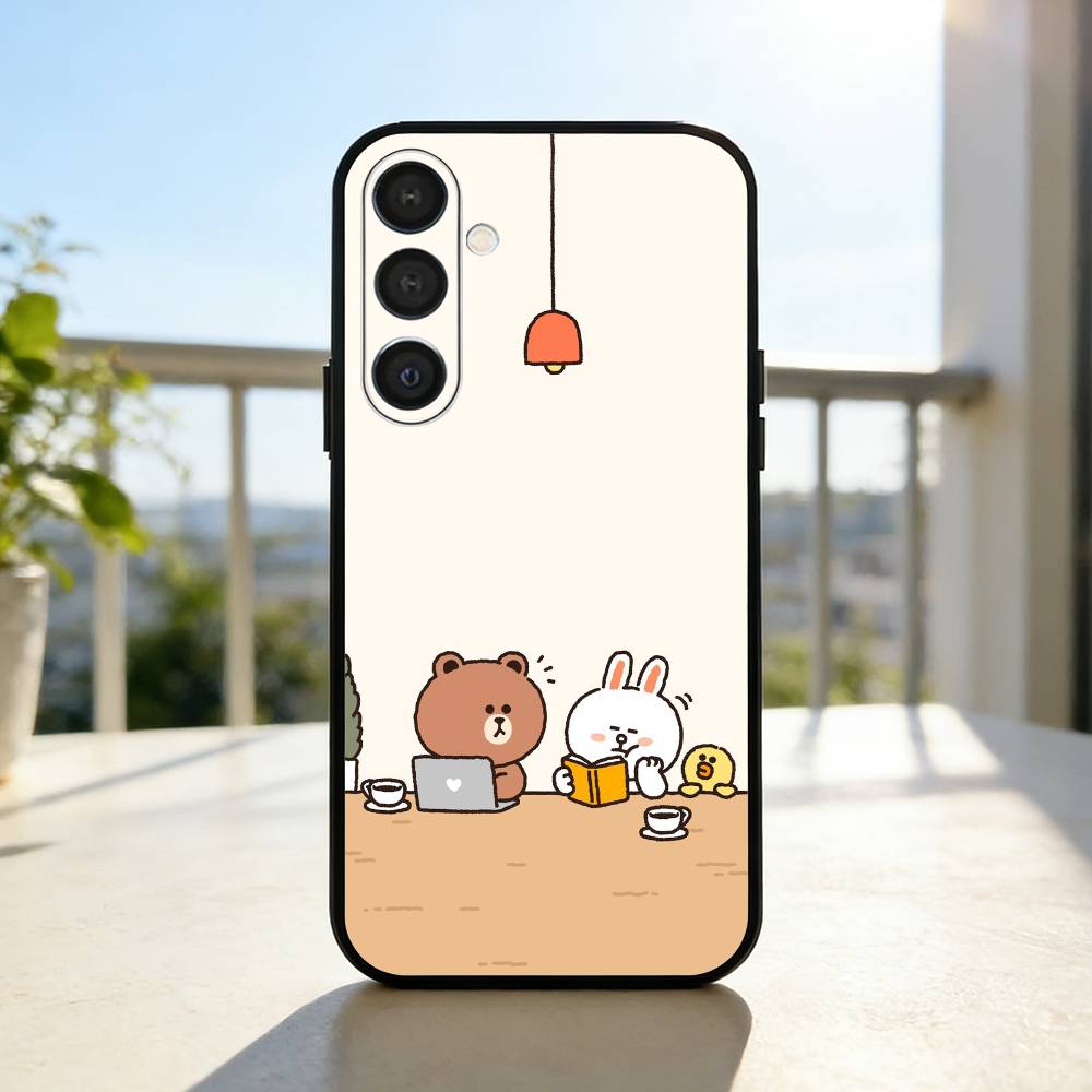 Cartoon L-LINE F-Friends Cute Brown  Phone Case For Samsung  A73,A21s,A22,A31,A32,A52,A53,A71,A80,Soft Black Shell