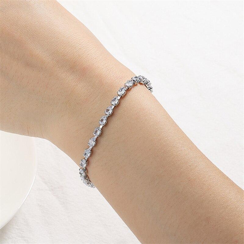 Adjustable Geometric Korean Fashion Water Drop Zirconia Crystal Bracelets Bangles for Women Party Zircon Girls Birthday Gift