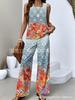 New European and American women's clothing spot explosion sleeveless casual double-layer vest plus pants set two-piece set