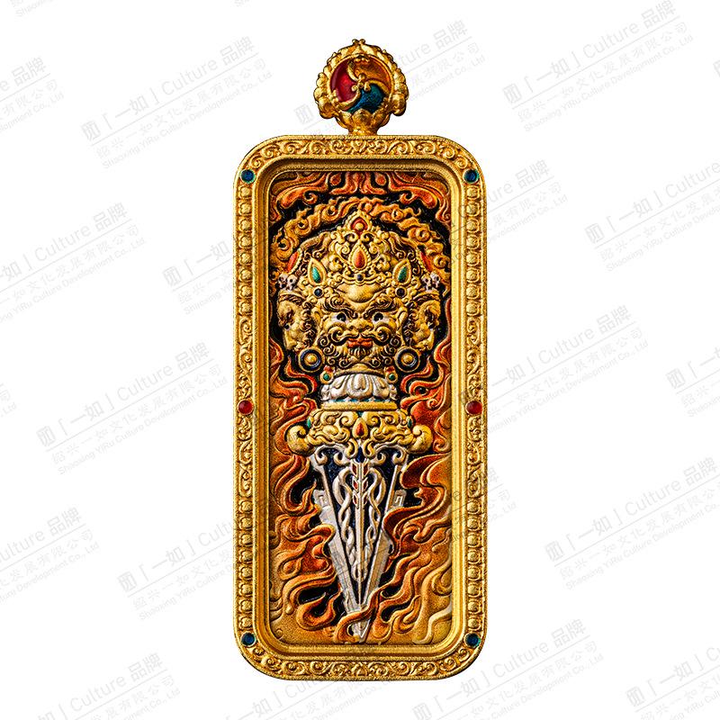 Authentic 2x5 Gold Vajra Pestle White Pagoda Formless Buddha Thangka Box 2X5 cm