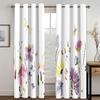 3D Digital Printing Curtain for Kitchen, Short Window Curtains, Floral and Flowers, 2 Panels