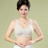 Plus Size Plaid Wireless Front Closure Vest Cotton Bra For Middle Aged Women