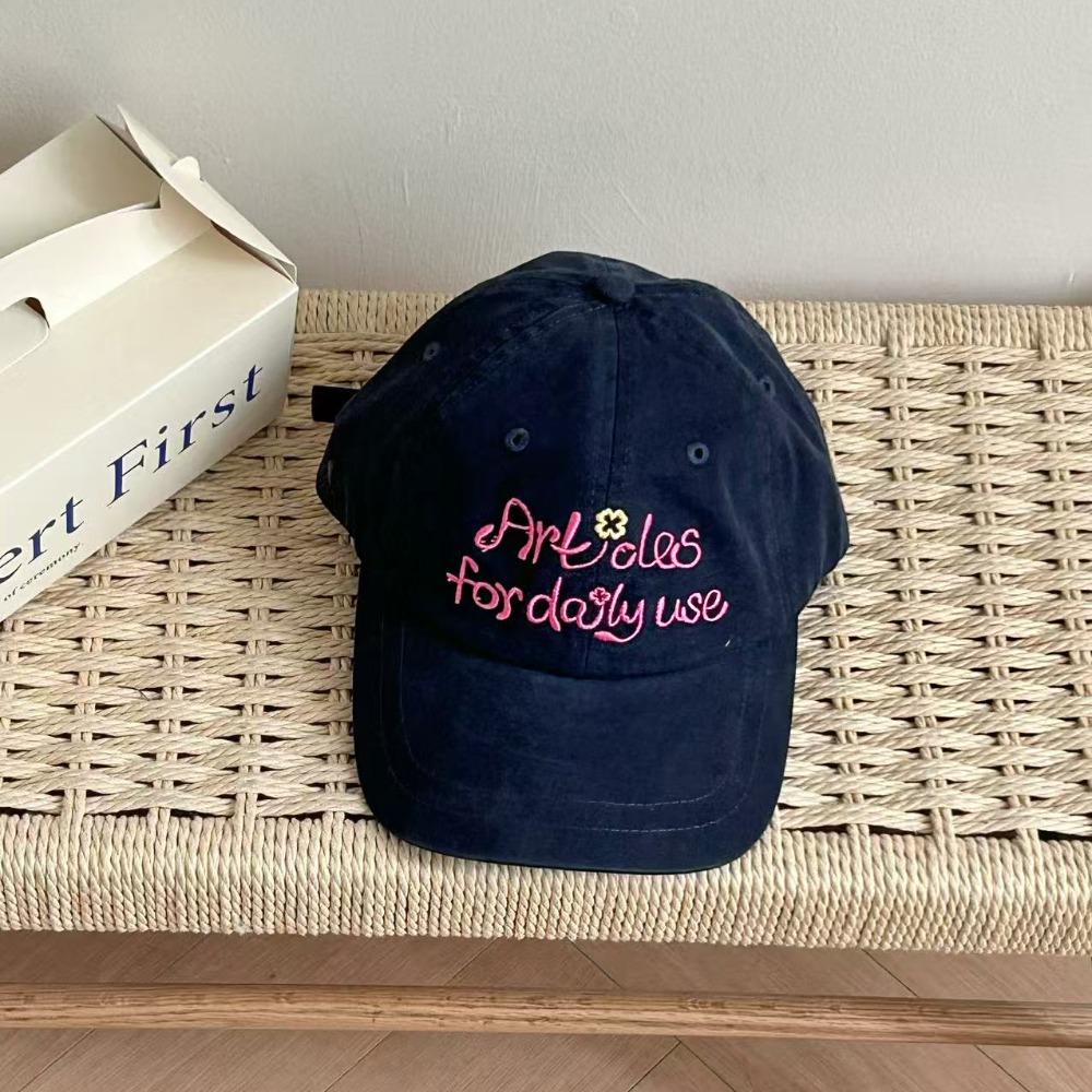 

Flower Cartoon Baseball Hat Letter Cotton Baseball Cap Simple Embroidered Baseball Cap Street темно-синий