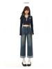 Women's 2026 Summer High Waist Patchwork Straight Leg Jeans - Vintage Faded Petite Cropped Cigarette Pants