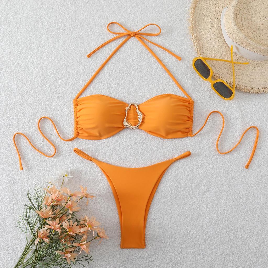 Xingcheng 2026 Sexy Solid Color European & American Two-Piece Bikini Swimwear for Women