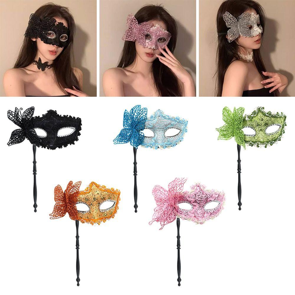 Stick Side Butterfly Half Face Mask Venetian Party Eye Mask Fashion Stage Cosplay Props  Evening