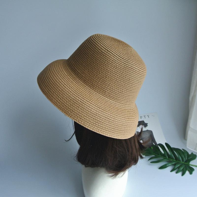 French Retro Elegant Hepburn Black Straw Hat Women'S Summer Sunshade Sun Protection Versatile Top Hat Bell Fisherman Basin Hat