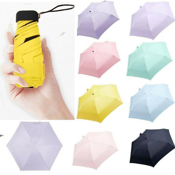 Portable Super Mini Pocket Compact Sun Anti UV 5 Umbrella Folding Rain Windproof Travel