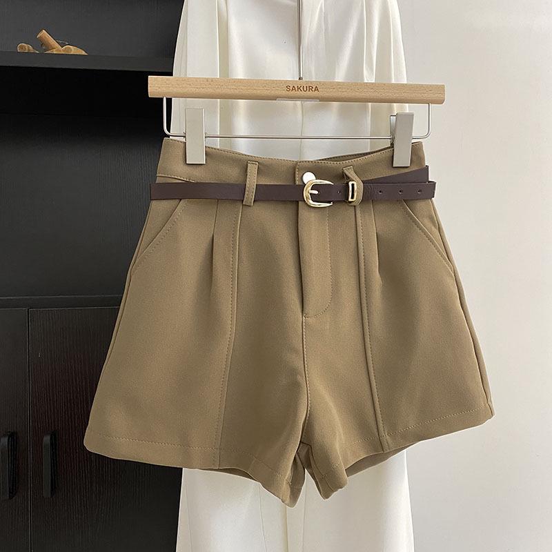 2025 Summer Korean Style Retro High-Waist A-Line Wide-Leg Women's Casual Shorts