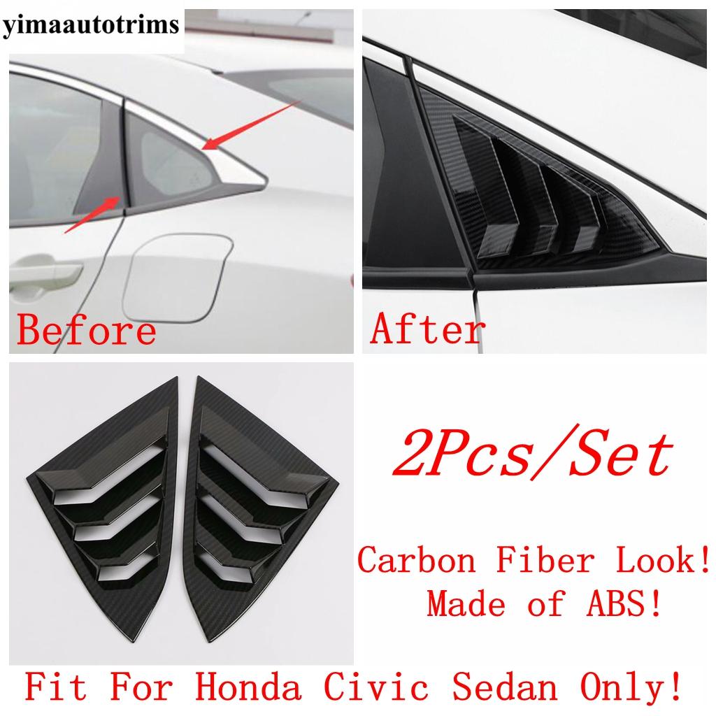 Rear Side Window Louvers Shutters Sunshade Air Panel Cover Trim For Honda Civic 2016 - ABS Carbon Fiber / Black Accessories