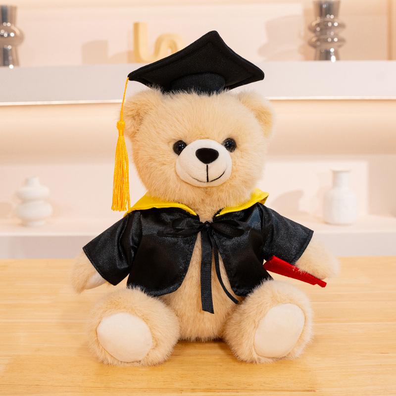 1 Stuk 30 Cm Schattige Afgestudeerde Dr. Beer Panda Knuffel Gevulde Beer Kawaii Speelgoed Grappig Afstudeercadeau Huisdecoratie Verjaardagscadeau lichtbruine kleur
