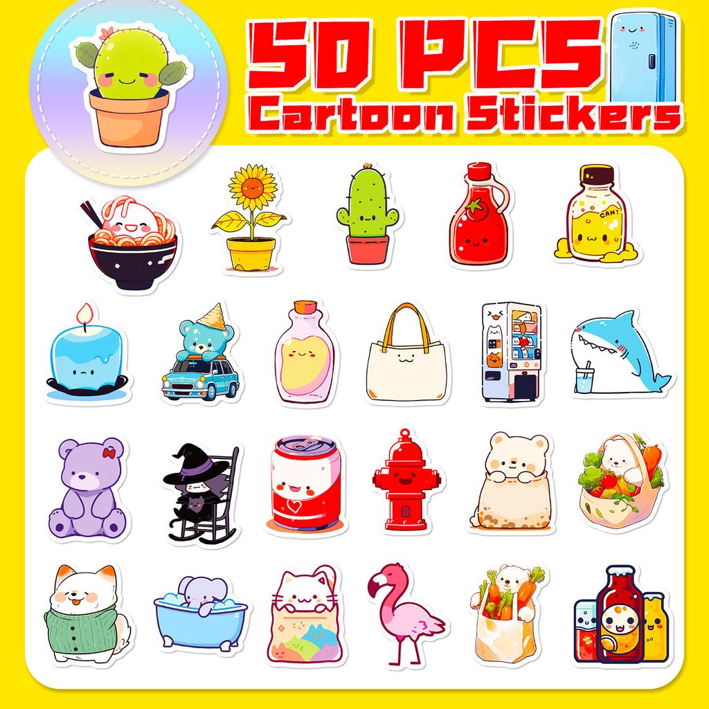 50 Lebhafte Niedliche Aufkleber TEMU Neues Produkt Niedliche Cartoon Kinderbelohnung Kleine Tieraufkleber