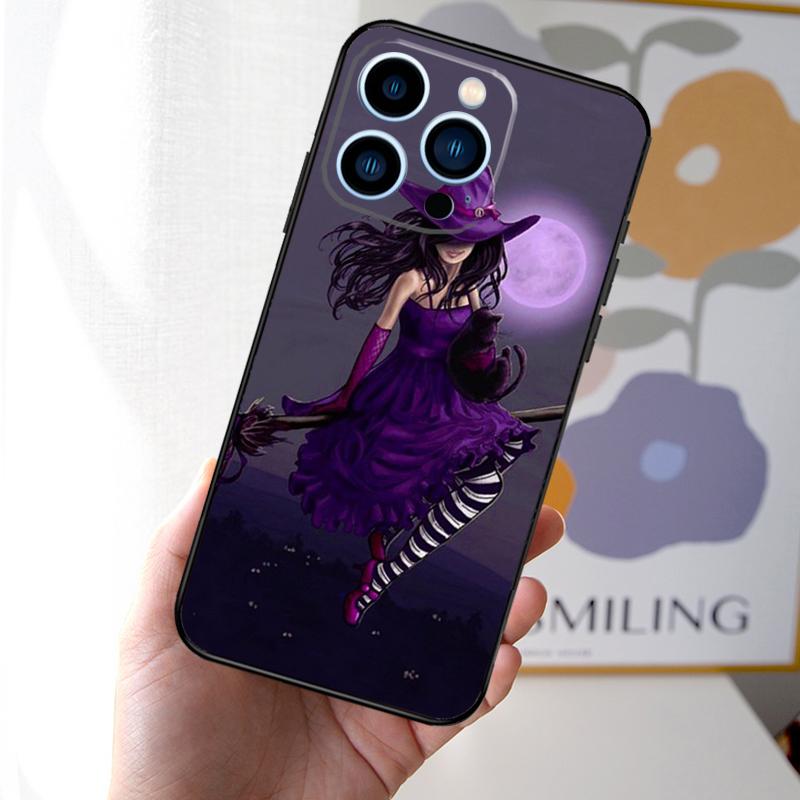 Halloween Moon Witch Horror Phone Case For iPhone 16 15 11 13 12 14 Pro Max Mini X XR XS 7 8 Plus Soft Cover