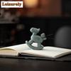 Green Sandstone Small Wooden Horse Tea Pet Handmade Lucky Model Tea Figurine Play Toys Tea Statue Ornaments Craftsmanship Gift