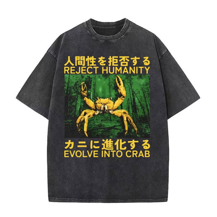 

Japanese Crab Funny Meme T Shirt Tokyo Weird Streetwear Washed Vintage T Shirts Unisexs Women Casual Oversized Short Sleeve Tshirt S