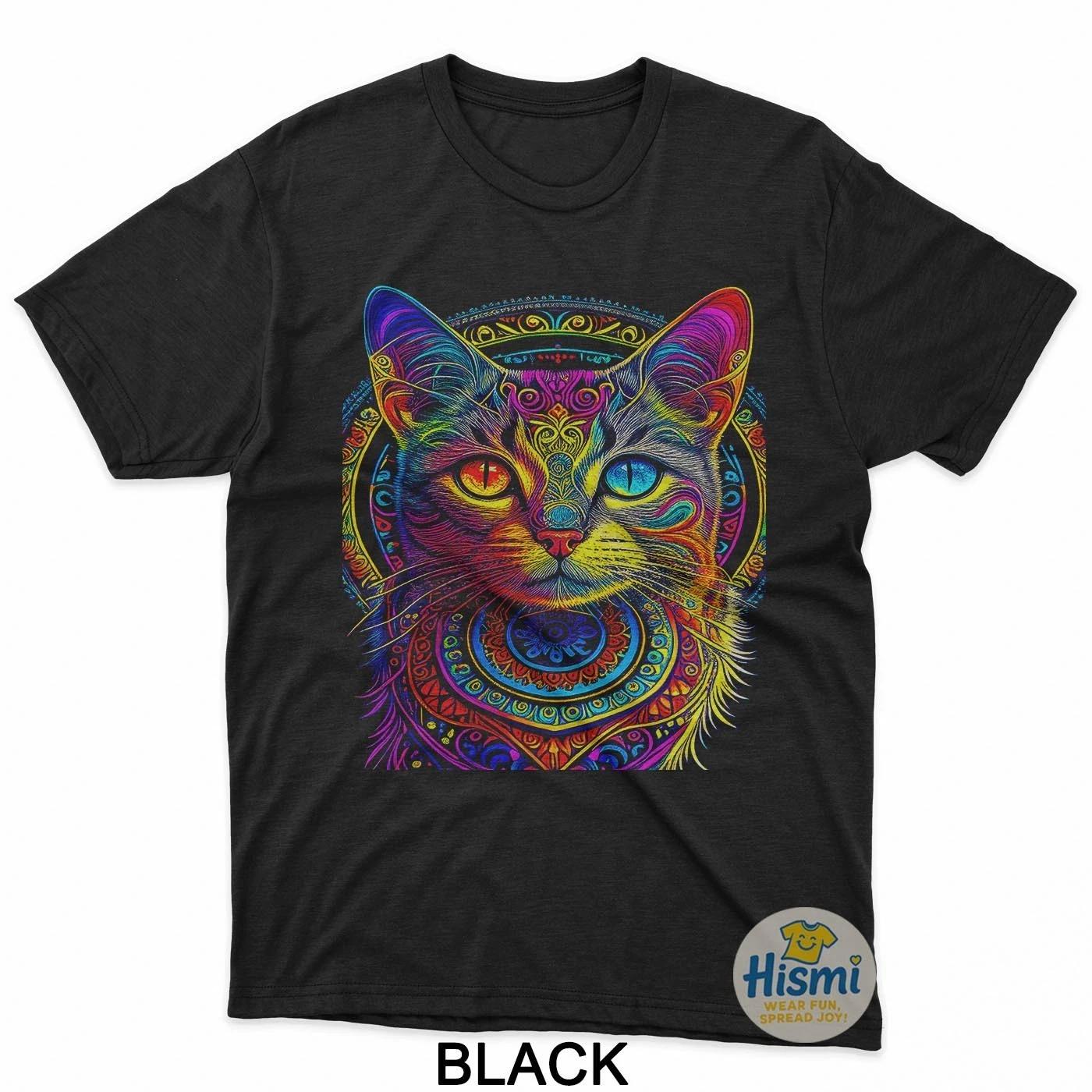 

Funny Cat Colorful Mandala Pet Lover T-Shirt L
