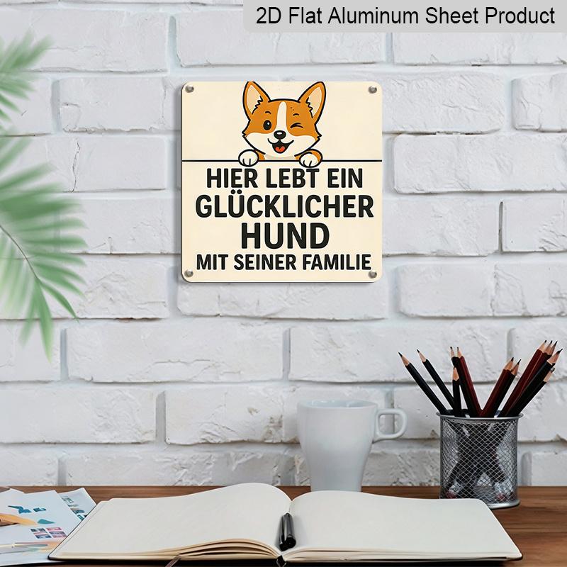 2D Flat, 1pc Vintage German Cocker Spaniel-like Dog Metal Sign - Retro Aluminum Wall Plaque with German Text "Your Dog Must Be Well-Behaved Here" for