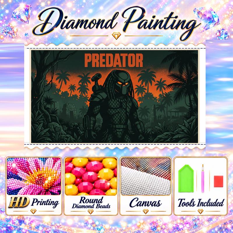 Predator Diamond Painting Kit 5D Full Drill DIY Diamond Mosaic Wall Art Home Decor