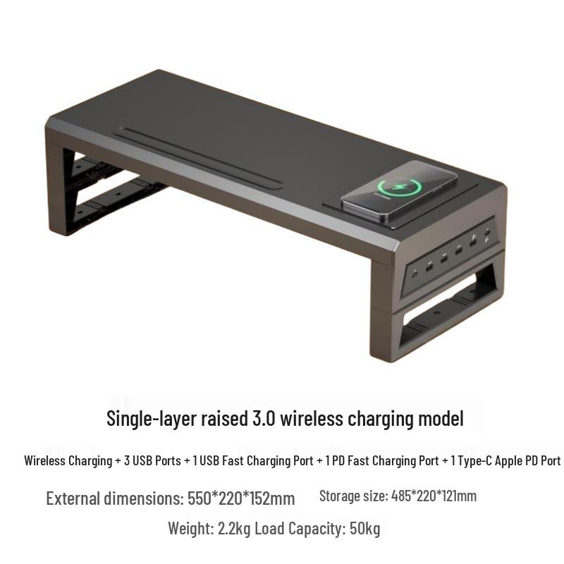 Gecko Double-Layer USB-C Monitor Riser with Expansion & Charging