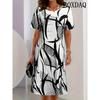 Vintage Dresses For Women  Summer Casual Short Sleeve Loose Flowers Print Dress Women Beach Mini Fashion Clothing Robe Femme