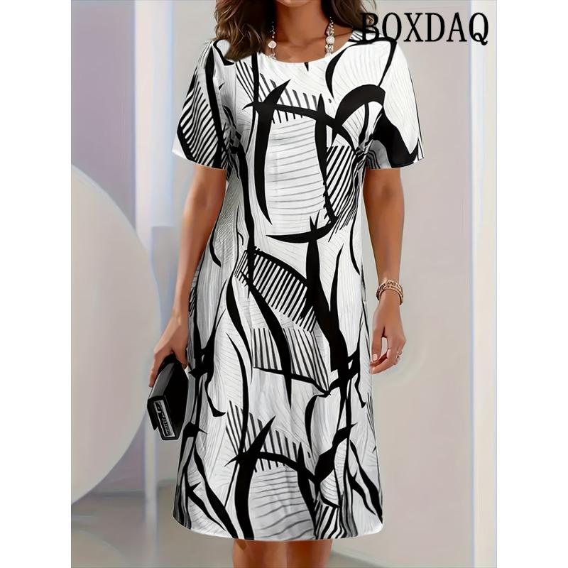 Vintage Dresses For Women Summer Casual Short Sleeve Loose Flowers Print Dress Women Beach Mini Fashion Clothing Robe Femme