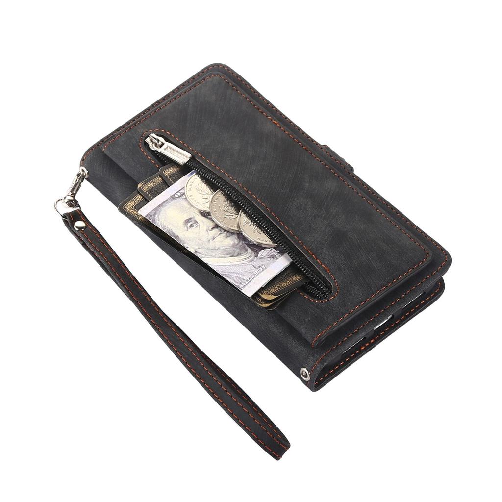 For iPhone 17 Pro Max Wallet Case with Wrist Strap Butterfly Imprint Leather Phone Cover