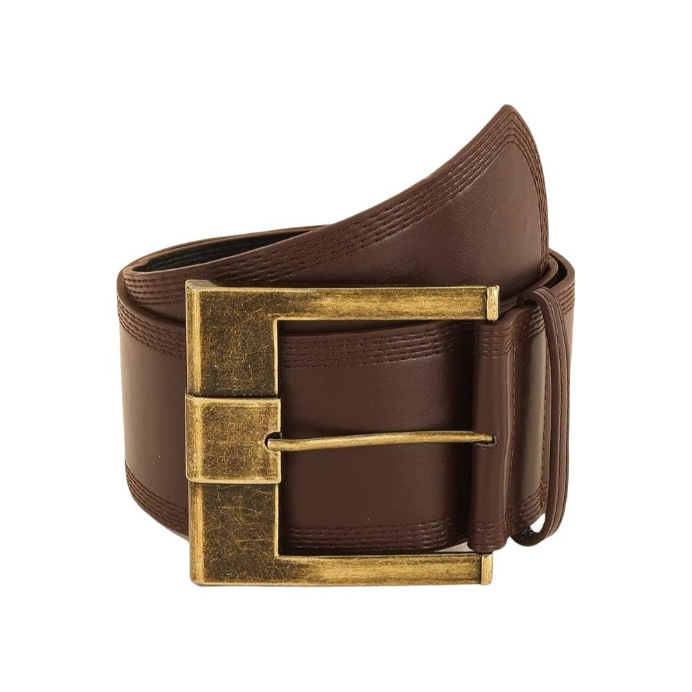 Y2K Metal Buckle Wide Belt Solid Color PU Leather Waistbands Retro Wide Waist Belt  Woman