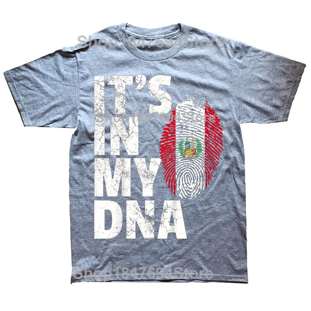 Lustige IT'S IN MY DNA Peruanische Peru Flagge T-Shirts Sommer Stil Grafik Baumwolle Streetwear Kurzarm Geburtstagsgeschenke T-Shirt Männer