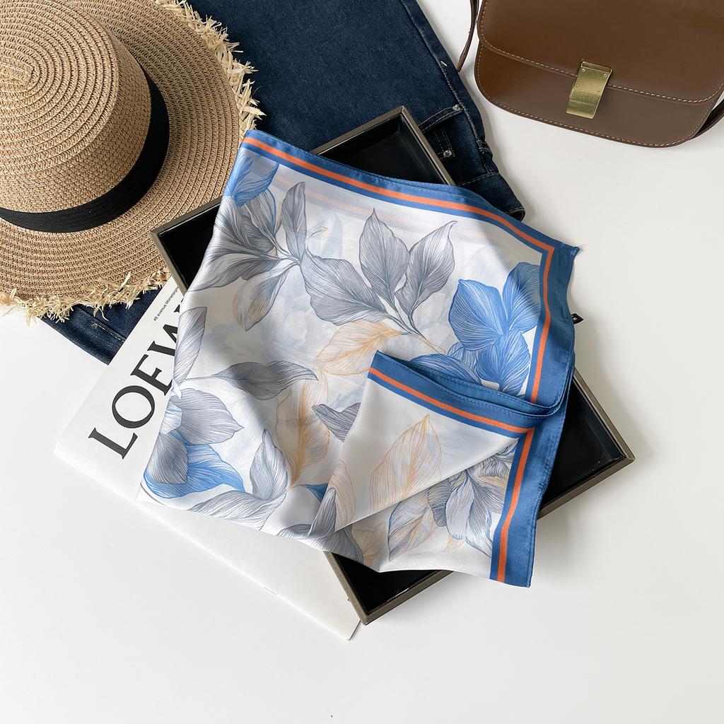 Fresh And Sweet Flower Silk Scarf Square Scarf Women'S Literary And Decorative Headscarf Square Scarf High-End Silk Scarf Thin