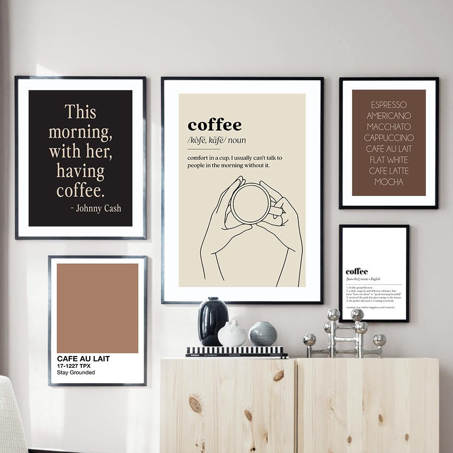 Abstract Line Hand Cup Coffee Maker Quote Wall Art Canvas Painting Nordic Posters And Prints Wall Pictures For Living Room Decor
