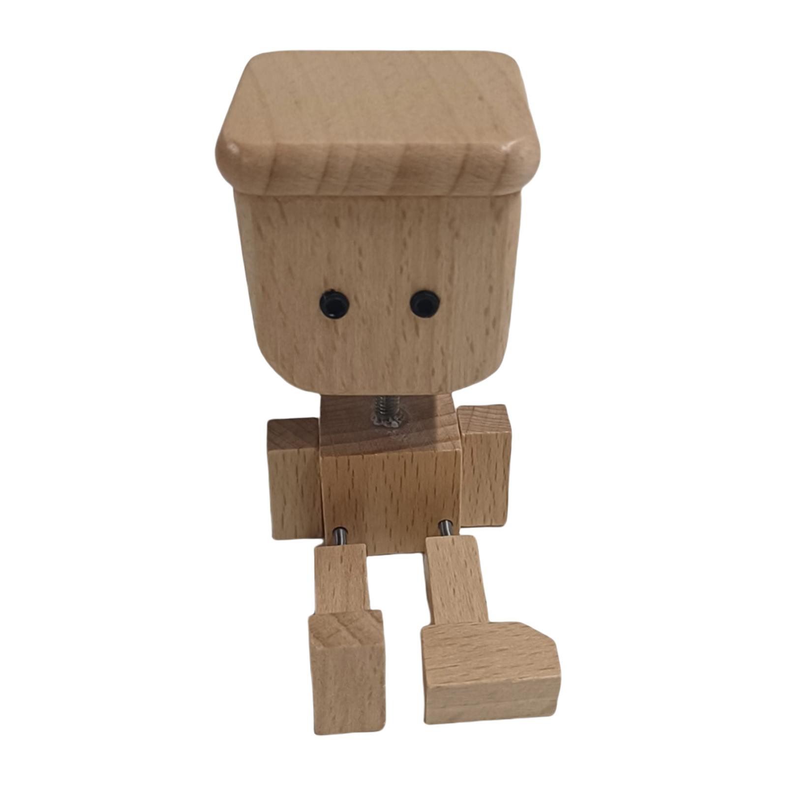 

Shaking Wooden Man Figurine Handmade Car Ornaments Action Figure Modern Desktop Creative Ornament Car Ornaments Creative Gifts