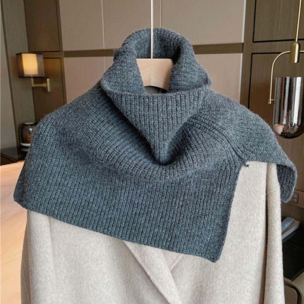 Pullover Knitted Shawl Warm Neck Wraps Elegant High Neck Scarf  Student