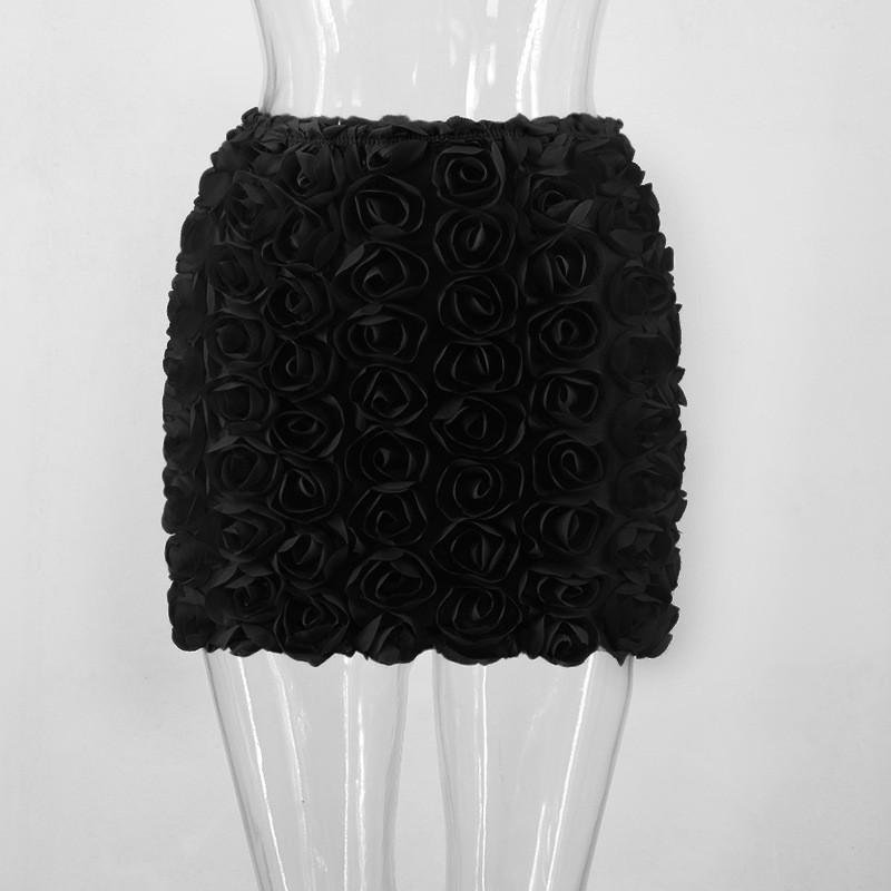 Moda de Discoteca para Mujer Minifalda con Estampado Floral 3D y Tejido Elástico para Uso Casual