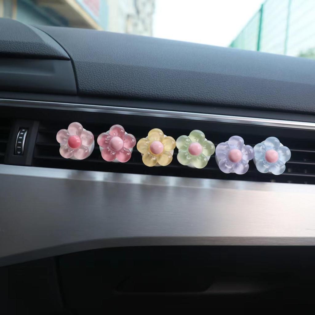6 PCS Car Accessories for Women, Flower Air Vent Clips Air Conditioner Outlet Decoration Car Interior Decor Charm, Assorted Color