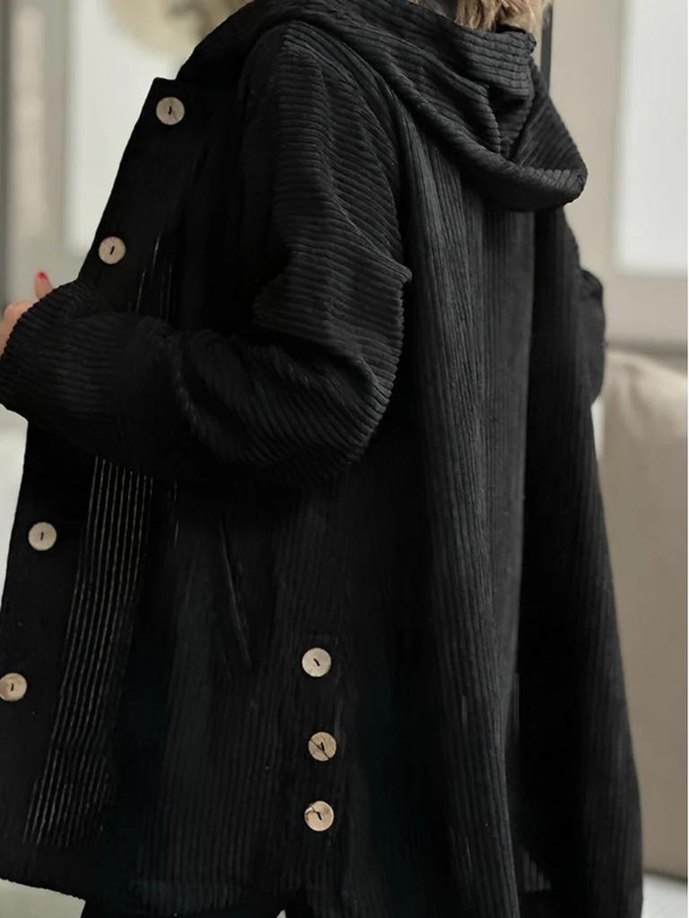 Women's Autumn Winter New Style Corduroy Loose Hooded Jacket