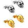 Platinum Skull Stud Earrings - Retro Hip Hop Style for Unisex