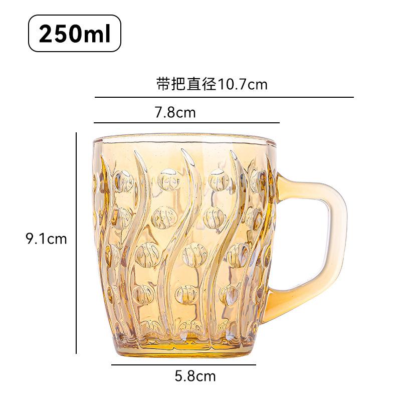 

Стеклянная кружка с ручкой, бытовая чашка для воды, кофейная чашка, креативный стиль, высокая ценность, чашка для воды, многоцелевая чашка для воды, подарок striped 250ml
