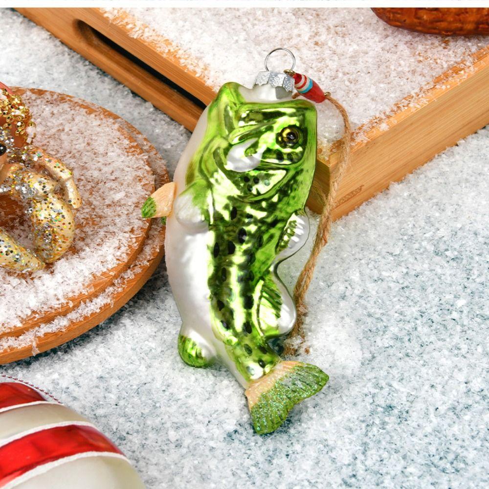 Fishing Series Christmas Tree Decoration Glass Painted Home Scene Decoration Pendants Home