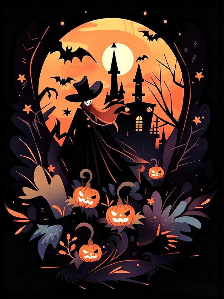 5D Diamond Painting Halloween Fantasy Dark Style Decoration DIY Full Diamond Mosaic Inlaid Cross Stitch Set Gift
