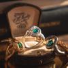 Green Zircon Retroinspired Snake Ring For Women With Stylish Copper Material And Adjustable Geometric Fit