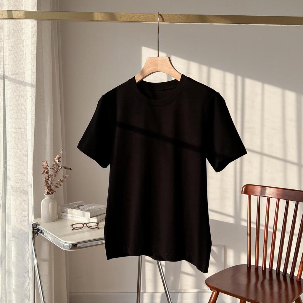 Women's Summer Loose-Fit Short Sleeve Round Neck T-Shirt - High Twist, Long-Staple Cotton, Wrinkle-Resistant.