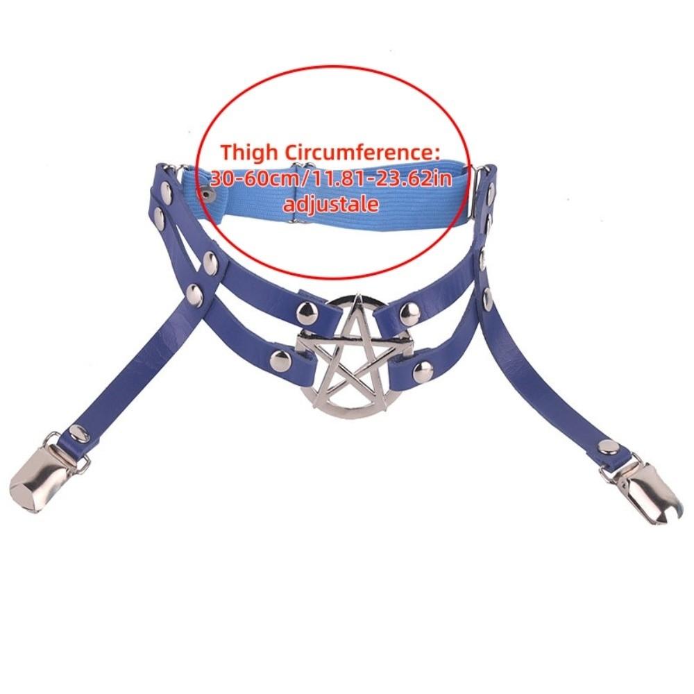 Fashion Adjustable Pentagram Leg Strap Punk PU Leather Suspender Stockings Clip Rock Gothic Garter Belt JK Accessory