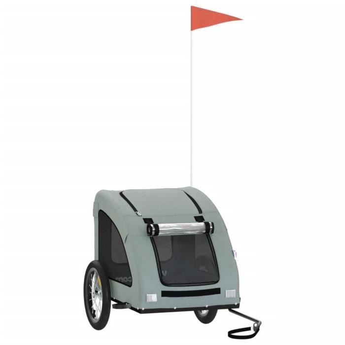 VidaXL Bicycle Trailer for Dog Grey Oxford Fabric and Iron 93958