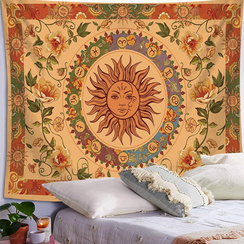 Divination Tapestry Polyester Fabric Sun Hanging Tapestry for Bedroom Living Room 150x150cm