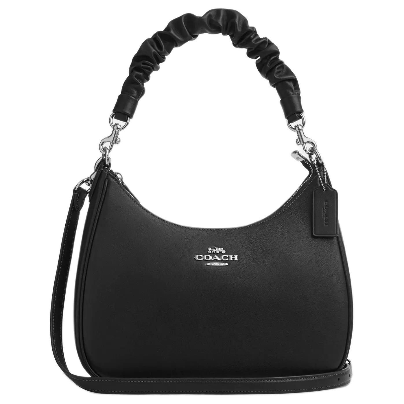 Coach Teri 29 Logo Zip Closure Smooth Leather Tote Shoulder Bag Large Women bags Black CU126-SVBK Basic Set (Bag+Dust Bag)
